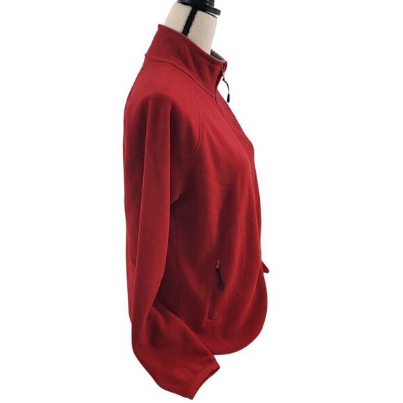 Fuda Women’s Red Fleece Floral Impressed Full Zip Jacket – Size Small - Picture 12 of 16